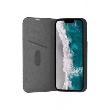 dbramante1928 Oslo folio-puhelinkotelo iPhone 14 Pro Max — musta, 3 korttipaikkaa, pöytäteline, sopii 6,7 tuuman näytölle