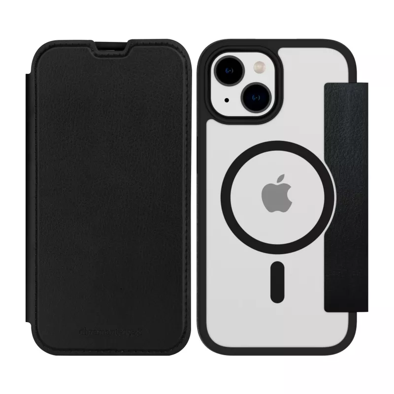 dbramante1928 Helsinki MagSafe - iPhone 14/13 - musta/läpinäkyvä, folio, Apple, iPhone 14, 15,5 cm (6,1″), musta, läpinäkyvä
