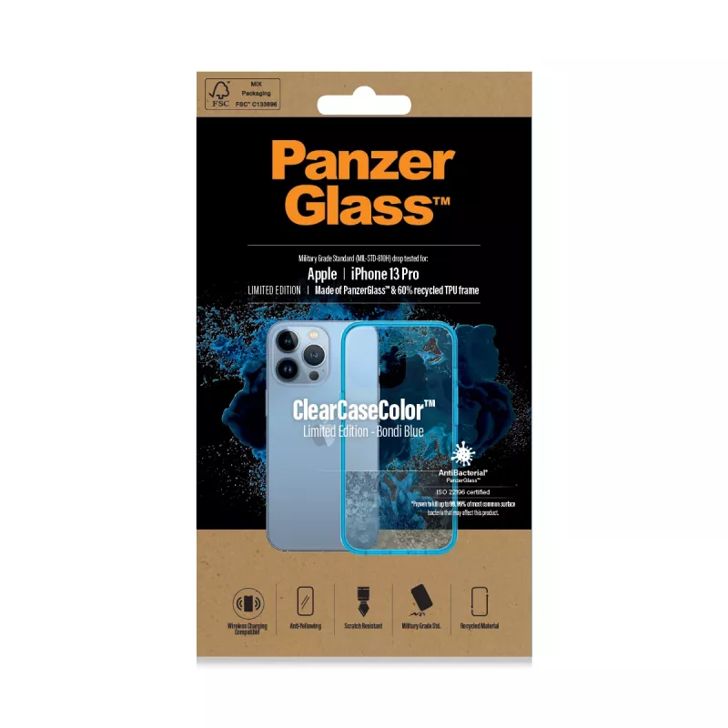 Suojakotelo PanzerGlass ClearCaseColor iPhone 13 Pro Bondie Blue