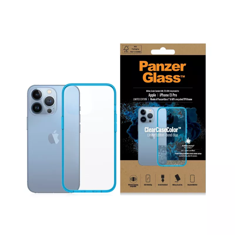 Suojakotelo PanzerGlass ClearCaseColor iPhone 13 Pro Bondie Blue