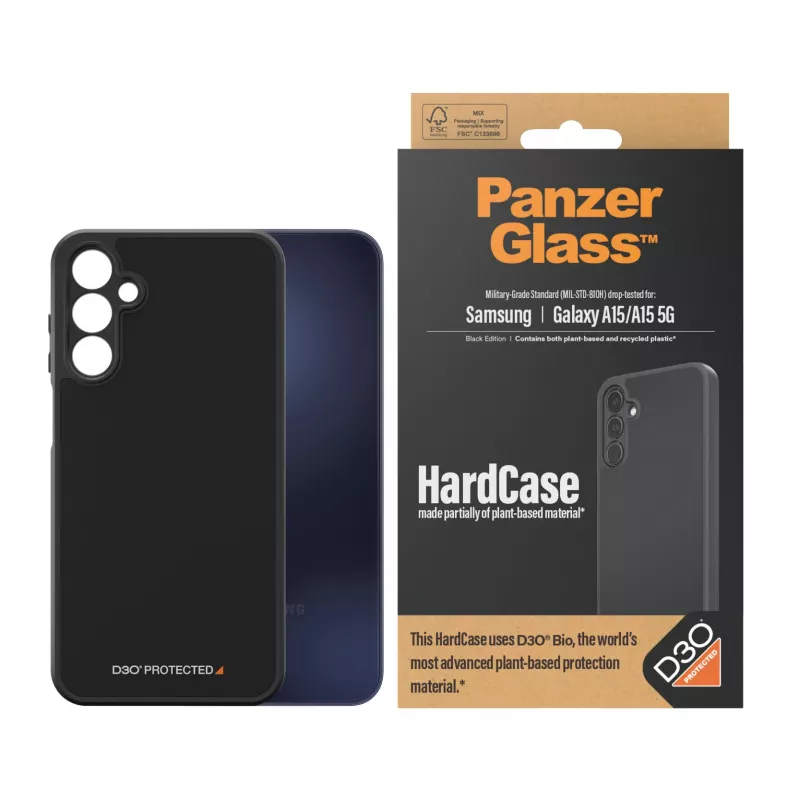 PanzerGlass® HardCase musta ja D3O® Samsung Galaxy A15 | A15 5G