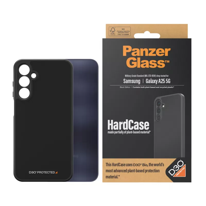 PanzerGlass HardCase D3O MagSafe -tuella, Samsung Galaxy A25 5G, läpinäkyvä