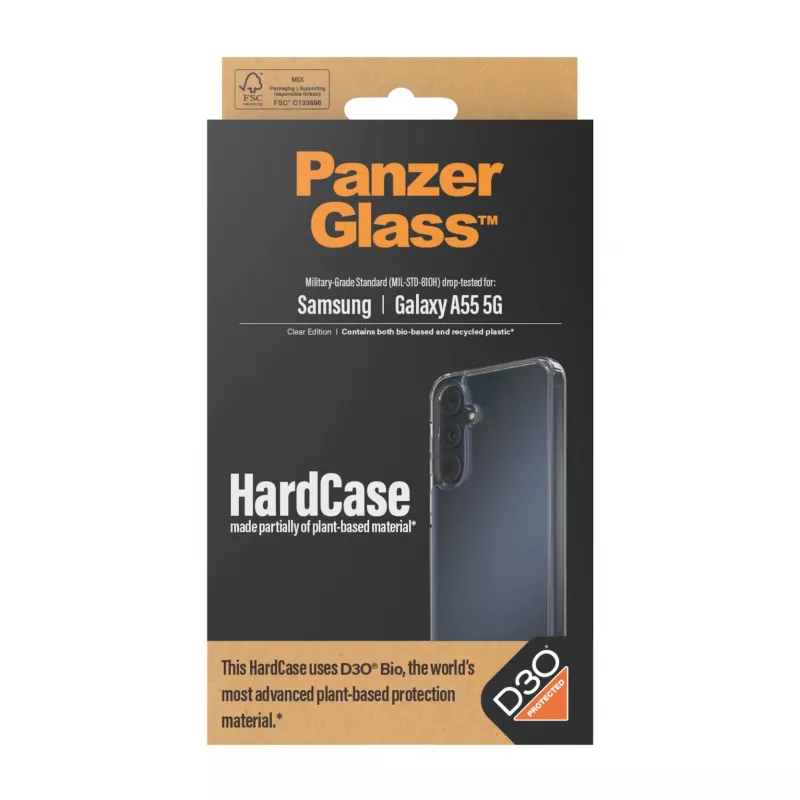 PanzerGlass ® HardCase läpinäkyvä ja D3O® Samsung Galaxy A55 5G