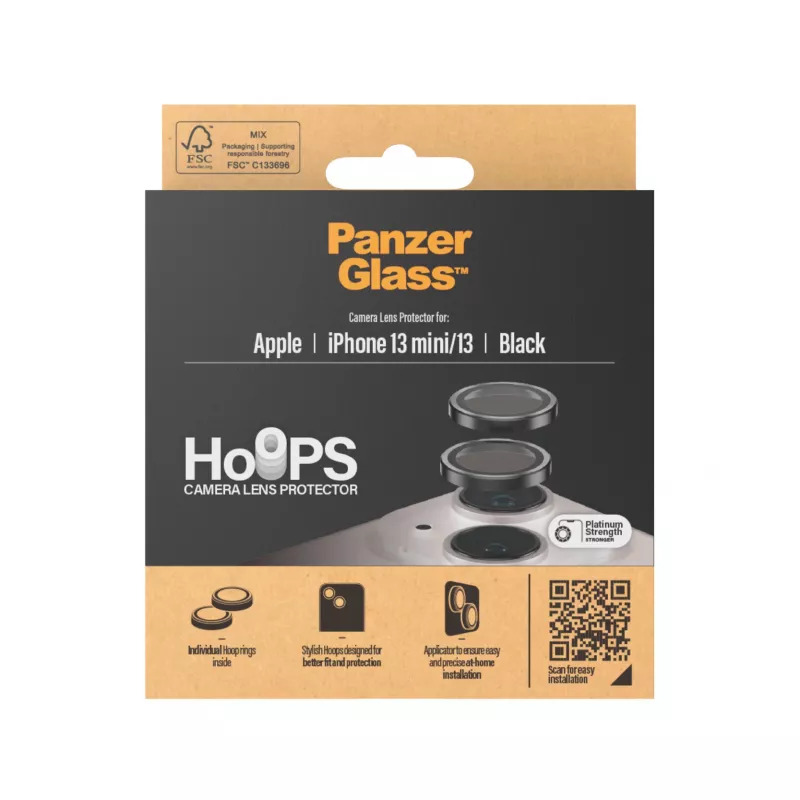 PanzerGlass Hoops kameran linssinsuoja iPhone 13 mini 13 musta naarmuuntumaton