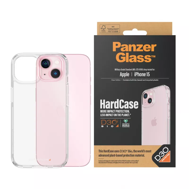 PanzerGlass® HardCase läpinäkyvä ja D3O® iPhone 15