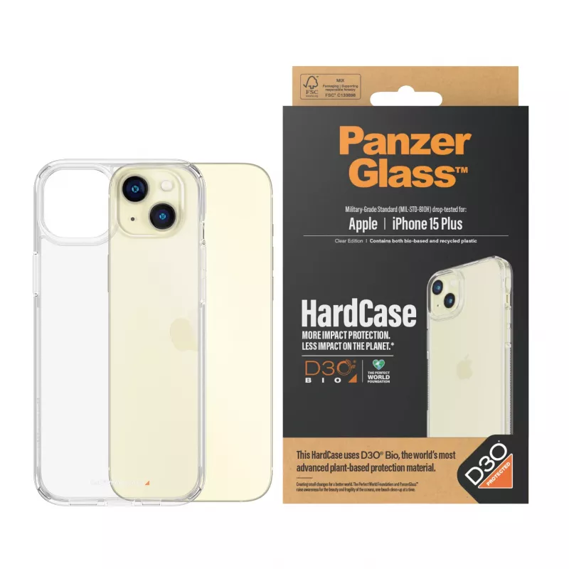 PanzerGlass ® HardCase läpinäkyvä ja D3O® iPhone 15 Plus, kotelo, Apple, Apple - iPhone 15 Plus, läpinäkyvä