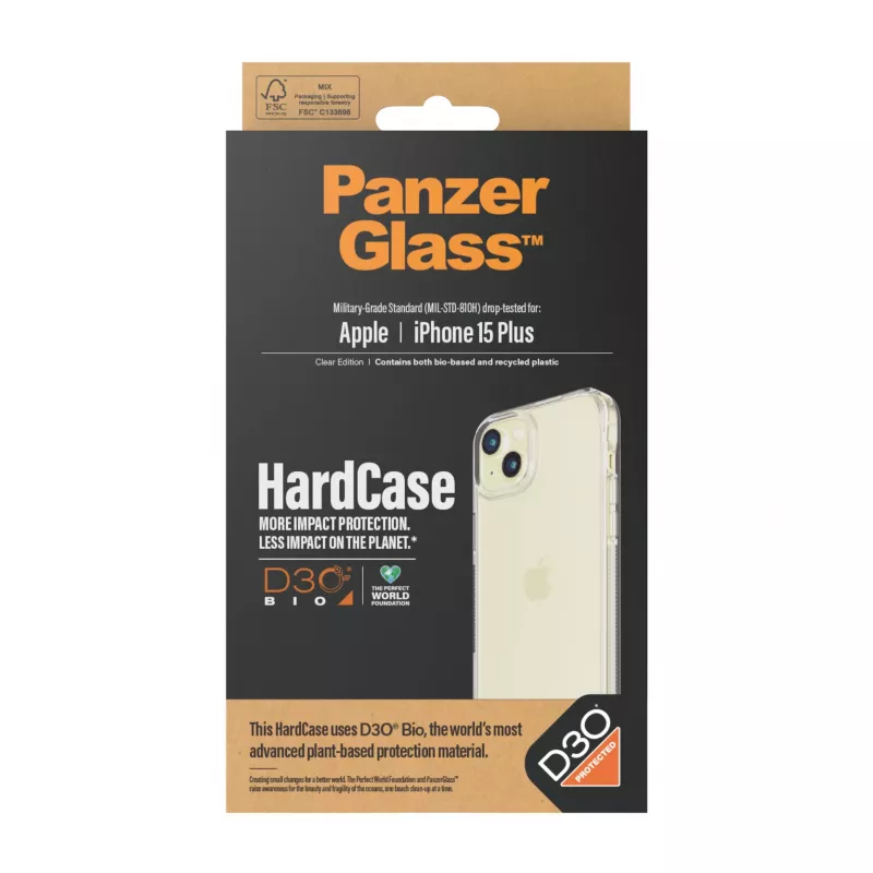 PanzerGlass ® HardCase läpinäkyvä ja D3O® iPhone 15 Plus, kotelo, Apple, Apple - iPhone 15 Plus, läpinäkyvä