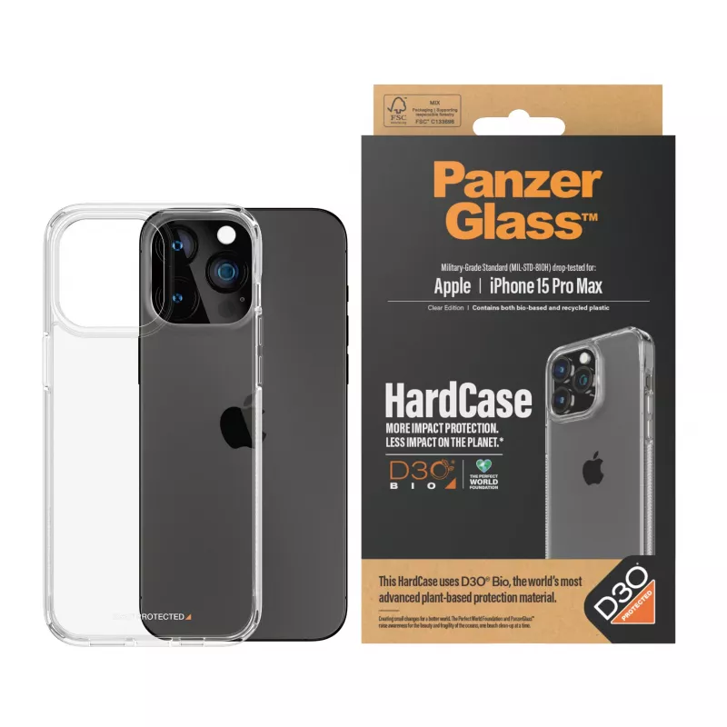 PanzerGlass® HardCase läpinäkyvä ja D3O® iPhone 15 Pro Max
