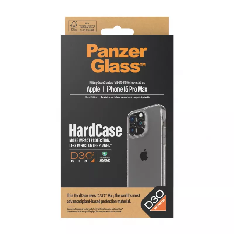 PanzerGlass® HardCase läpinäkyvä ja D3O® iPhone 15 Pro Max
