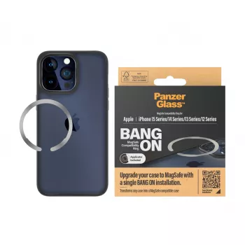 PanzerGlass Bang On MagSafe-yhteensopivuusrengas iPhone 12/13/14/15:lle, läpinäkyvä