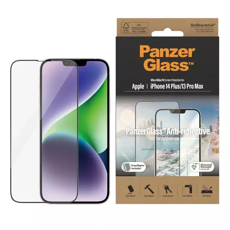 PanzerGlass ® heijastamaton näytönsuoja iPhone 14 Plus | 13 Pro Max | Ultra-Wide Fit ja EasyAligner