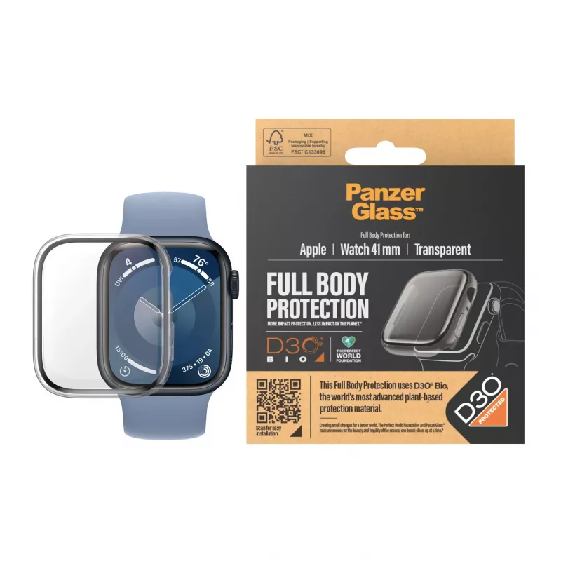 PanzerGlass näytönsuojakalvo Full Body Apple Watch Series 9 41mm läpinäkyvä