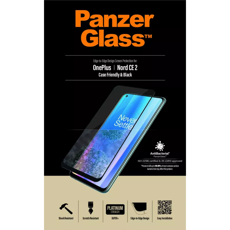 Näytönsuoja PanzerGlass OnePlus Nord 2 CE naarmuuntumaton iskunkestävä antibakteerinen