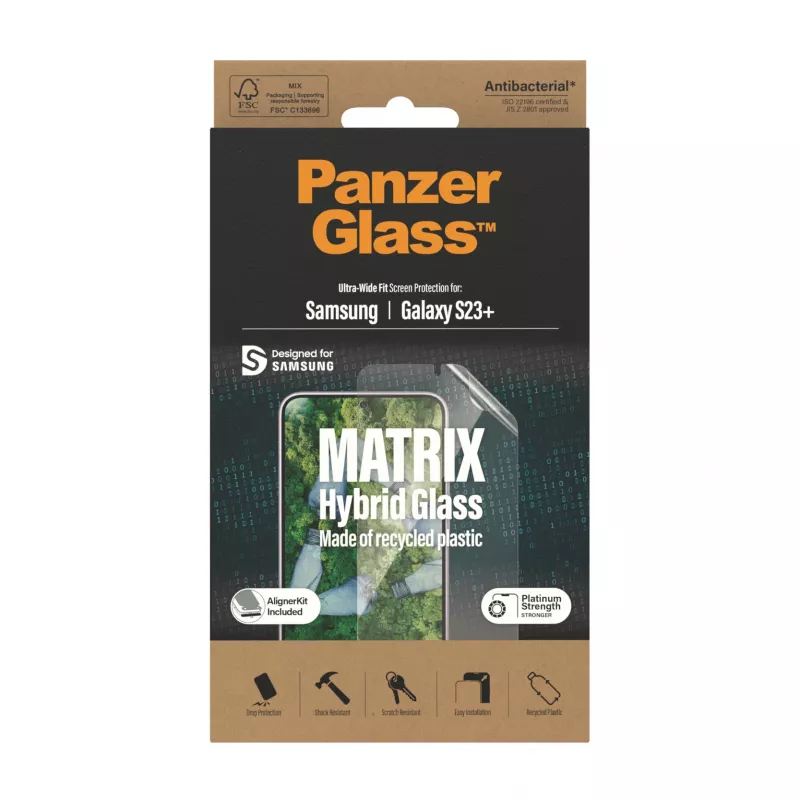 PanzerGlass ® ECO MATRIX näytönsuoja Samsung Galaxy S23+ | Ultra-Wide Fit AlignerKit-telineellä