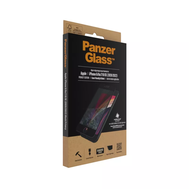PanzerGlass ® tietosuojakalvo iPhone SE (2020/2022) | 8 | 7 | 6 | 6s | Edge-to-Edge