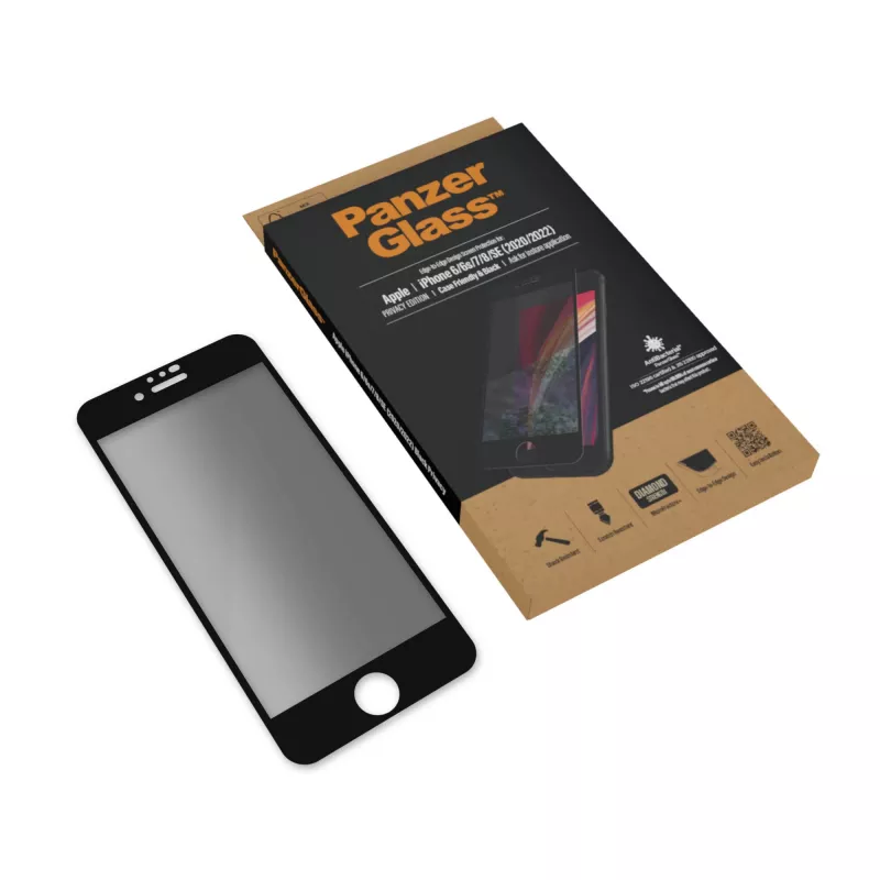 PanzerGlass ® tietosuojakalvo iPhone SE (2020/2022) | 8 | 7 | 6 | 6s | Edge-to-Edge