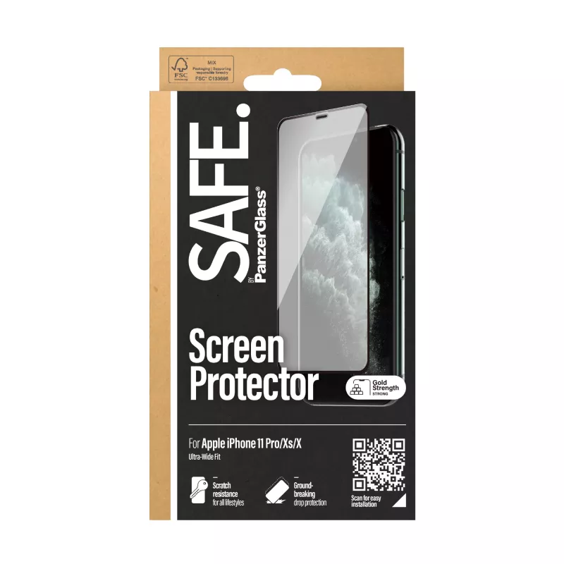 PanzerGlass SAFE. by ® näytönsuoja iPhone X | Xs | 11 Pro | reunasta reunaan