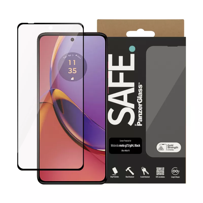 PanzerGlass SAFE. by ® näytönsuoja Motorola MOTO G84 5G | G72 | Ultra-Wide Fit