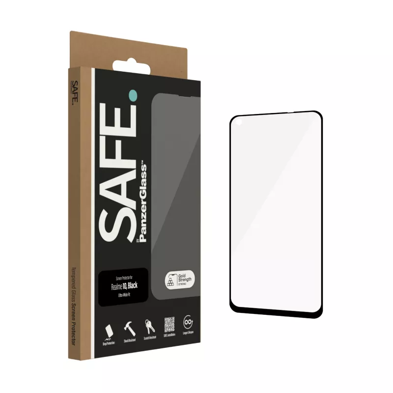 Karkaistu panssarilasi PanzerGlass SAFE Realme 10 — Ultra-Wide Fit, musta
