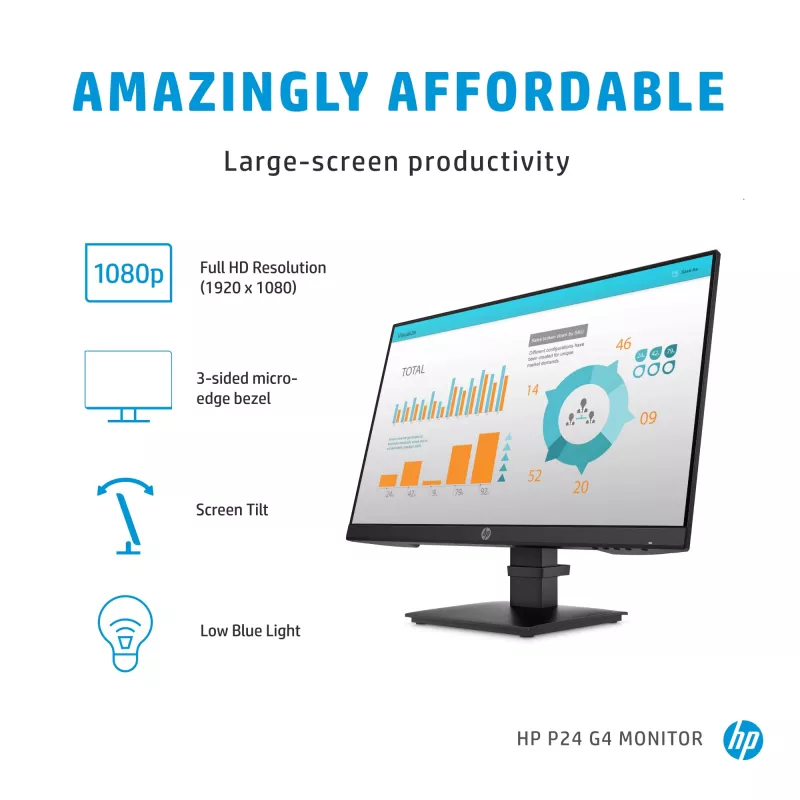 HP P-Series P24 G4 tietokonenäyttö 60,5 cm (23,8 inch) 1920 x 1080 pikseliä Full HD