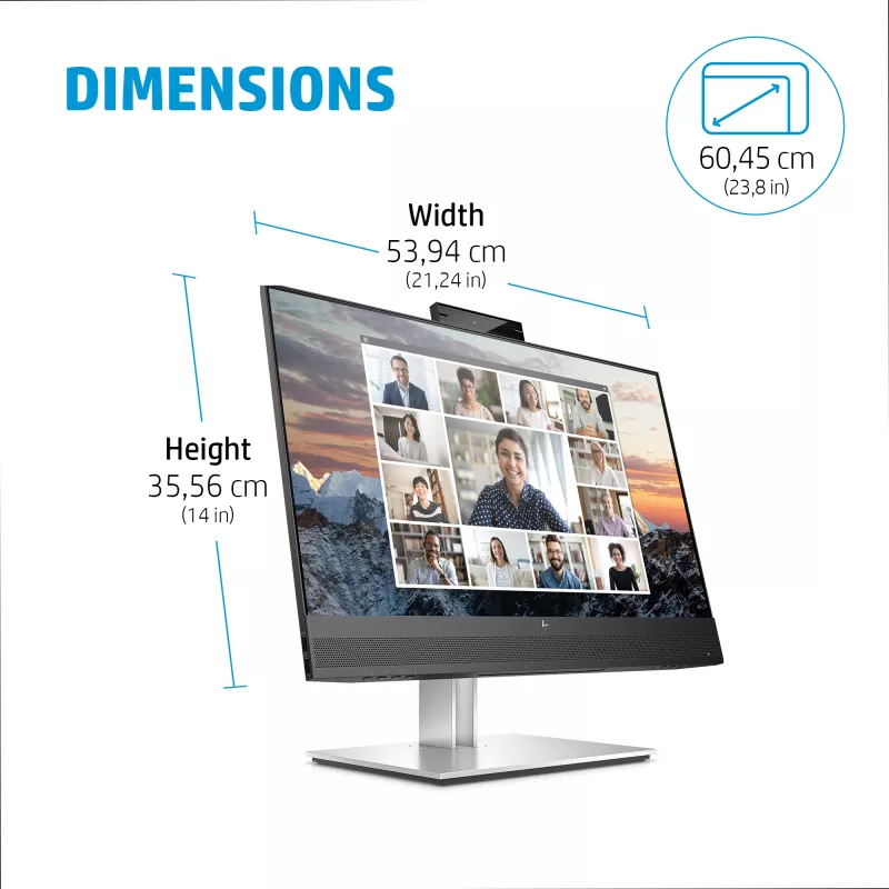 HP E24m G4 -tietokonenäyttö 60,5 cm (23,8 inch) 1920 x 1080 pikseliä Full HD musta, hopea