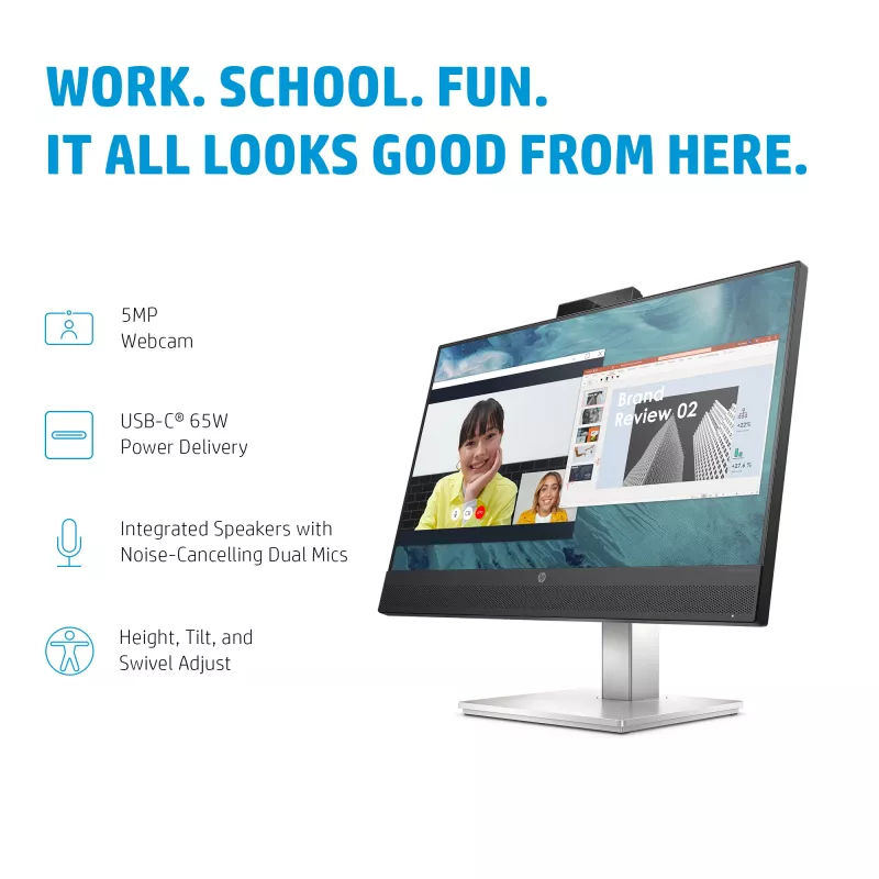 HP E24m G4 -tietokonenäyttö 60,5 cm (23,8 inch) 1920 x 1080 pikseliä Full HD musta, hopea
