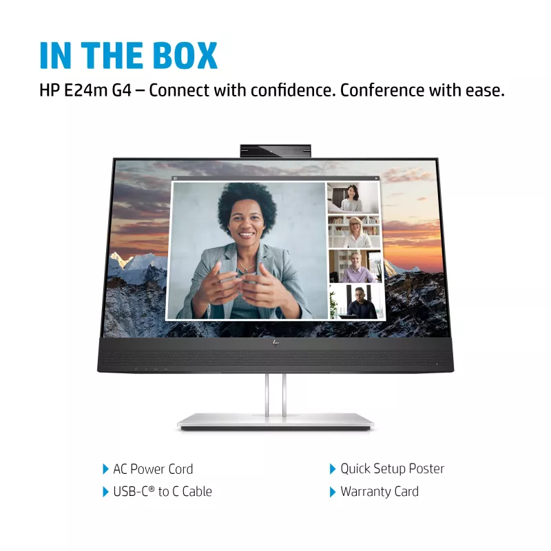 HP E24m G4 -tietokonenäyttö 60,5 cm (23,8 inch) 1920 x 1080 pikseliä Full HD musta, hopea