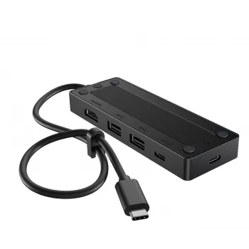 USB-C Travel Hub G3 — HP, USB 3.2 Gen 2 Type-C -isäntä, HDMI, USB-A, PD jopa 65 W, 116×41,9×14,5 mm