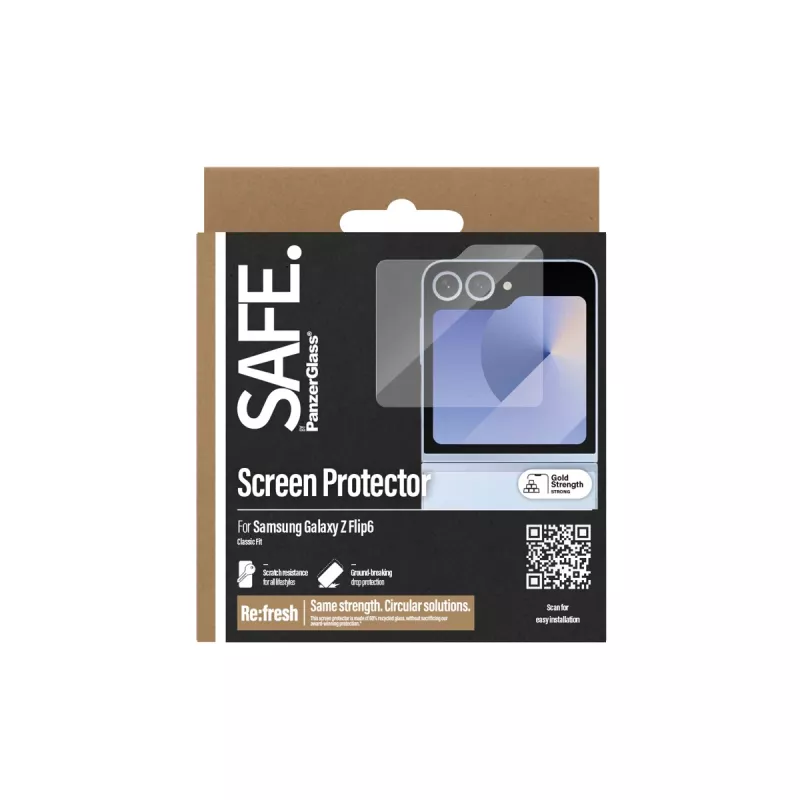 PanzerGlass SAFE. by ® näytönsuojaus Samsung Galaxy Z Flip6 | Classic Fit