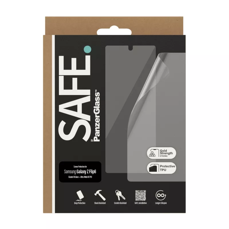 PanzerGlass SAFE. by ® näytönsuojaus Samsung Galaxy Z Flip6 | lasi & kalvo