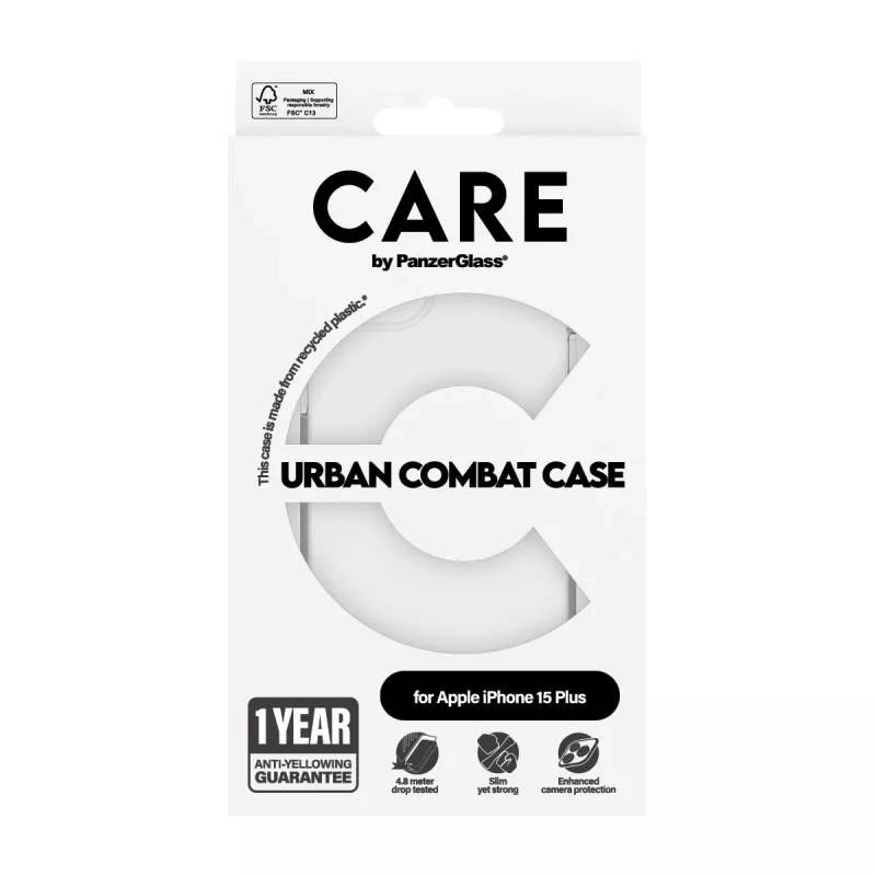 PanzerGlass CARE™ by ® Urban Combat kotelo läpinäkyvä iPhone 15 Plus