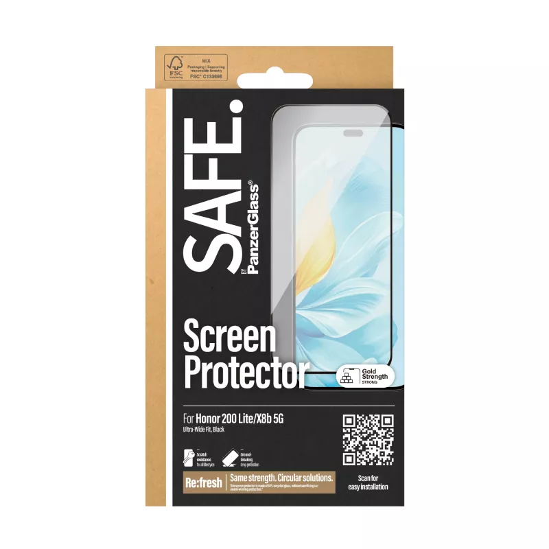 PanzerGlass SAFE. by ® näytönsuojaus Honor 200 Lite | X8b 5G | Ultra-Wide Fit