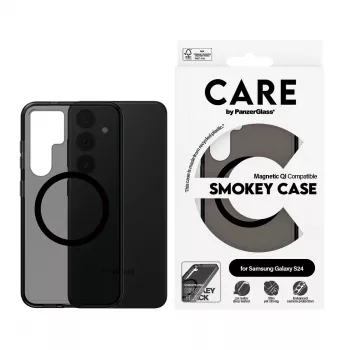 PanzerGlass CARE™ by ® Urban Combat Case Smokey mustalla Qi-yhteensopiva Samsung Galaxy S24