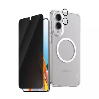 PanzerGlass suojasarja Flagship 3-in-1: kotelo, Privacy-panssarilasi, kameran linssinsuoja Samsung Galaxy S25 Edge