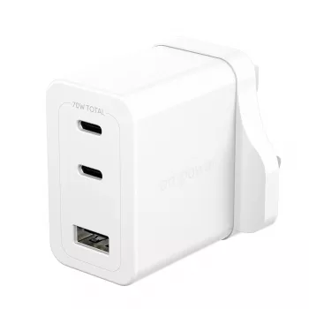 PanzerGlass empower™ by ® Turbo 70W monilaturi sis. 2 x USB-C + USB-A | UK-pistoke | hopeanvalkoinen