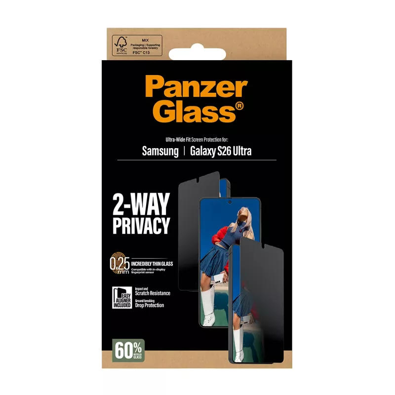 PanzerGlass 2-Way Privacy näytönsuoja Samsung Galaxy S26 Ultra — PET-tietosuojasuodatin, EasyAligner, 1 kpl