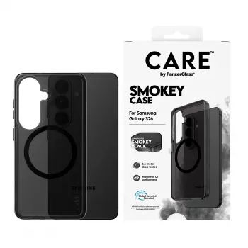 Suojakotelo PanzerGlass CARE™ Smokey Case musta Qi Samsung Galaxy S26