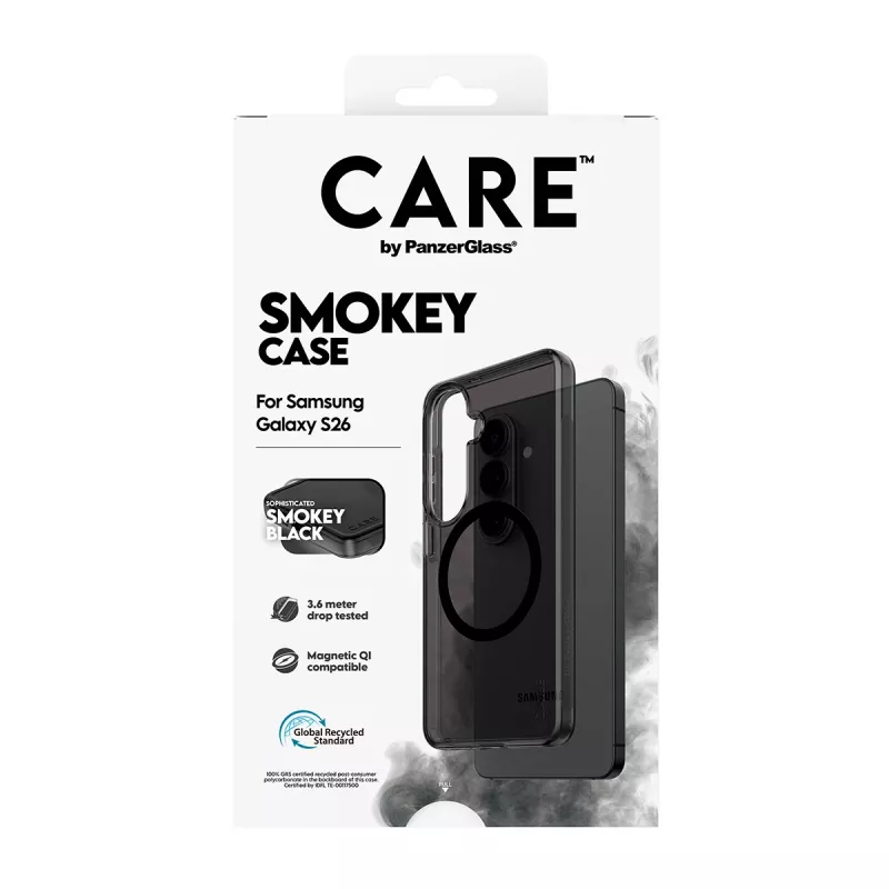 Suojakotelo PanzerGlass CARE™ Smokey Case musta Qi Samsung Galaxy S26