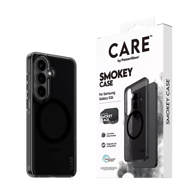 Suojakotelo PanzerGlass CARE™ Smokey Case musta Qi Samsung Galaxy S26