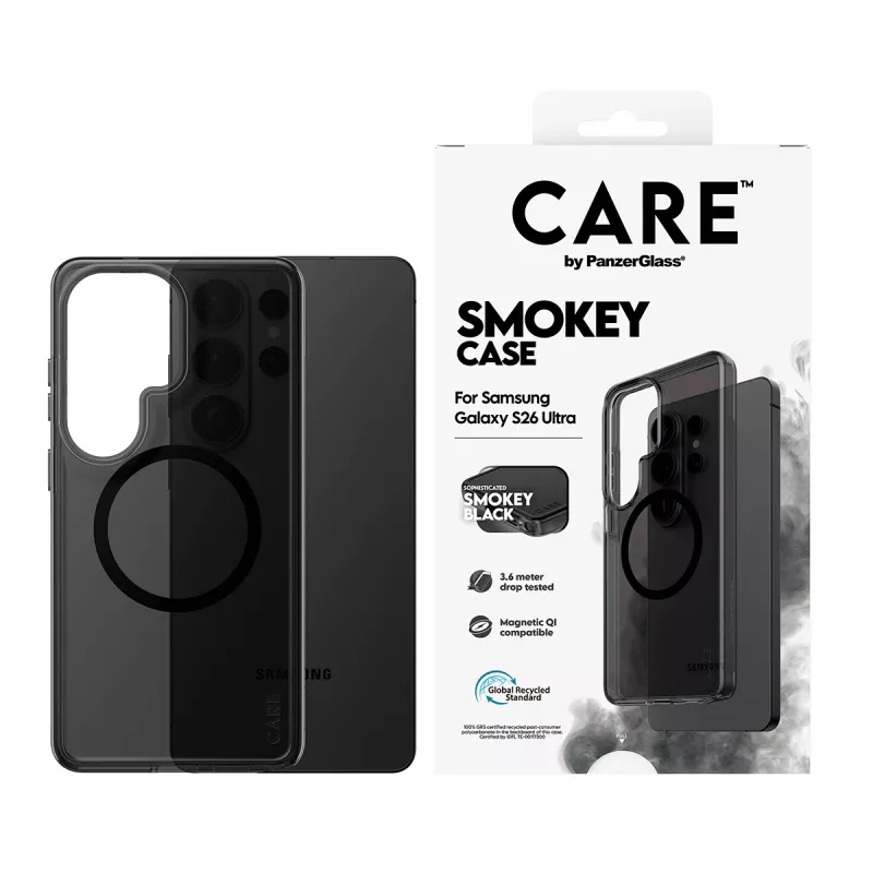 Suojakotelo PanzerGlass CARE Urban Explorer Case Smokey musta Qi Samsung Galaxy S26 Ultra