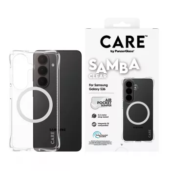 Suojakotelo PanzerGlass CARE Samba läpinäkyvä valkoinen Qi Samsung Galaxy S26