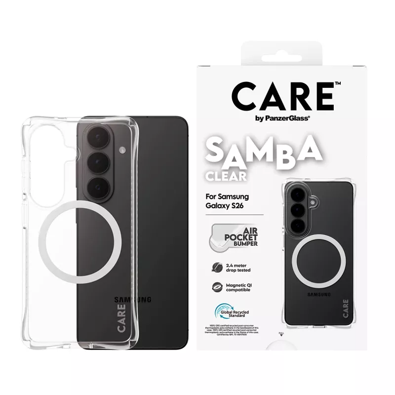 Suojakotelo PanzerGlass CARE Samba läpinäkyvä valkoinen Qi Samsung Galaxy S26