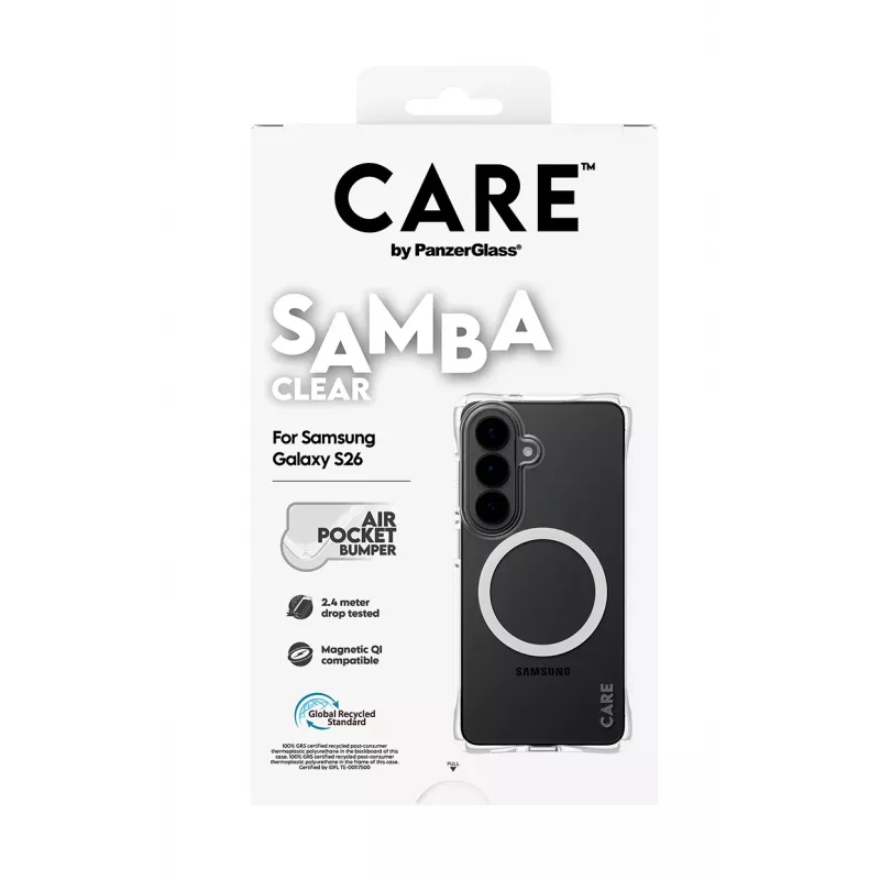 Suojakotelo PanzerGlass CARE Samba läpinäkyvä valkoinen Qi Samsung Galaxy S26