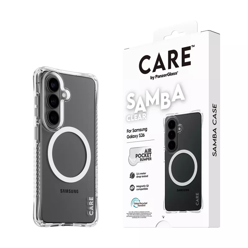 Suojakotelo PanzerGlass CARE Samba läpinäkyvä valkoinen Qi Samsung Galaxy S26