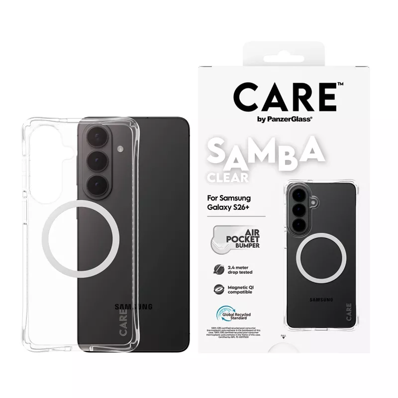 PanzerGlass CARE™ by ® Samba kotelo läpinäkyvä valkoinen Qi Samsung Galaxy S26+