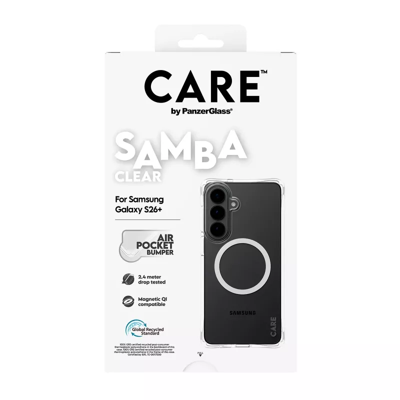 PanzerGlass CARE™ by ® Samba kotelo läpinäkyvä valkoinen Qi Samsung Galaxy S26+