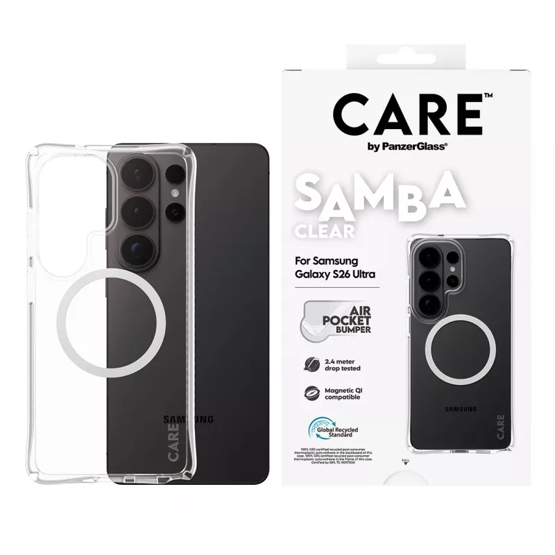 PanzerGlass CARE™ by ® Samba kotelo läpinäkyvä valkoinen Qi Samsung Galaxy S26 Ultra