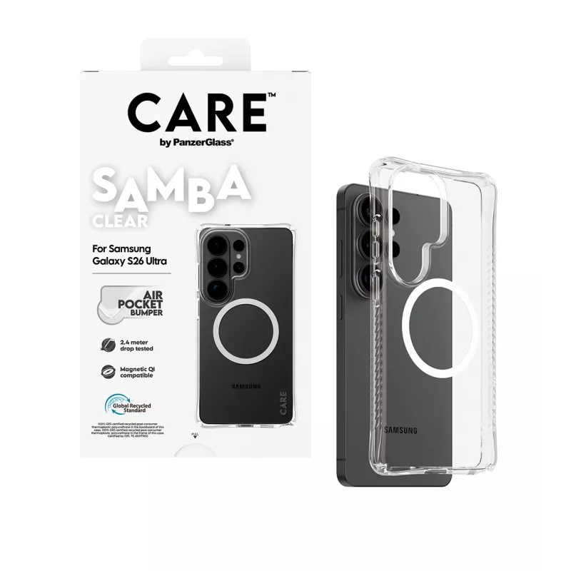 PanzerGlass CARE™ by ® Samba kotelo läpinäkyvä valkoinen Qi Samsung Galaxy S26 Ultra