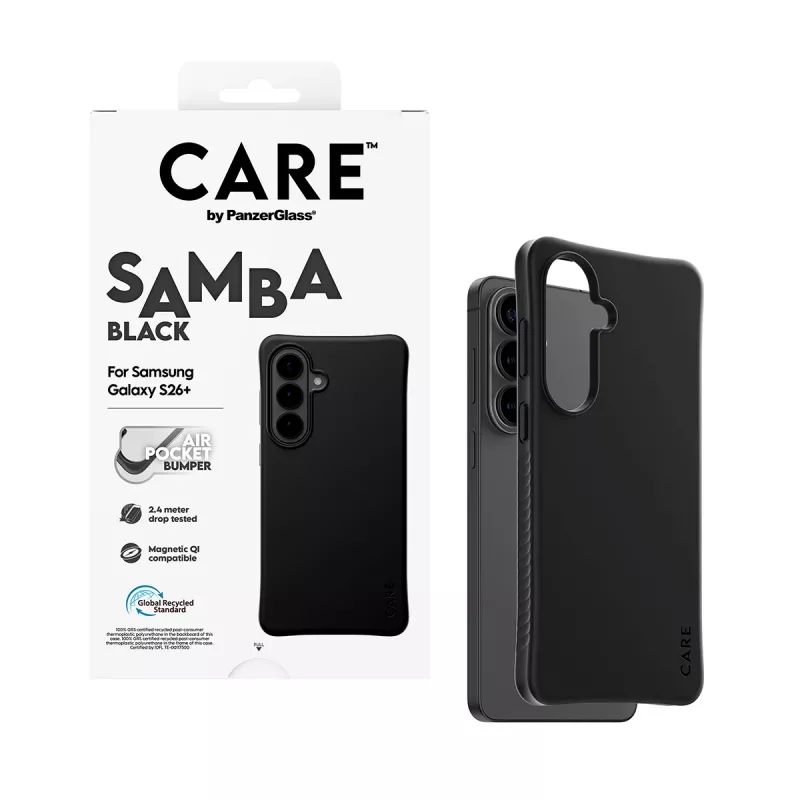 PanzerGlass CARE™ by ® Samba Case musta Qi Samsung Galaxy S26+