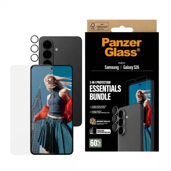PanzerGlass näytönsuojapakkaus Samsung Galaxy S26 — Hoops 2-in-1 Ultra-Wide Fit, karkaistu lasi + PET-/silikonikerrokset